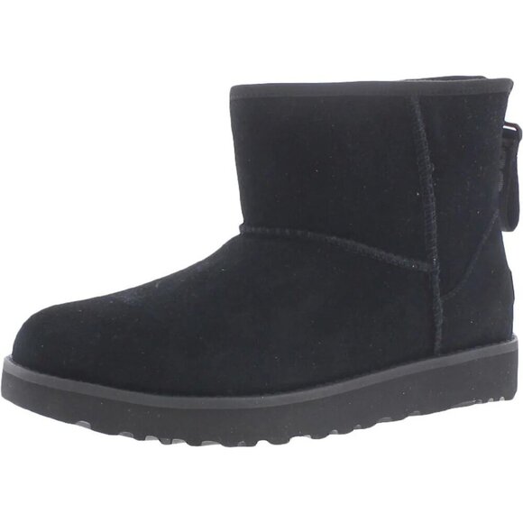 UGG Classic Mini Logo Zip Boot black 5 suede women - Picture 1 of 9